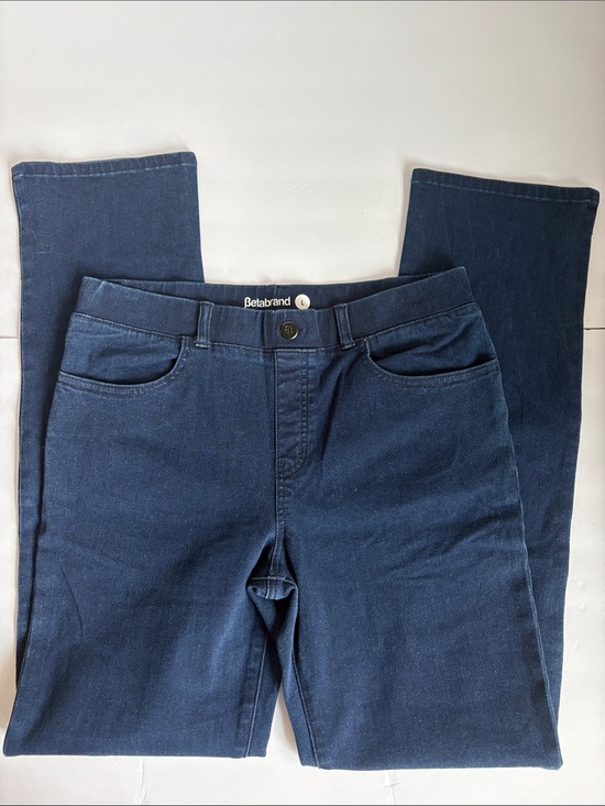 Betabrand Denim - Betabrand dark wash straight leg 4-pocket blue jeans stretch waistband